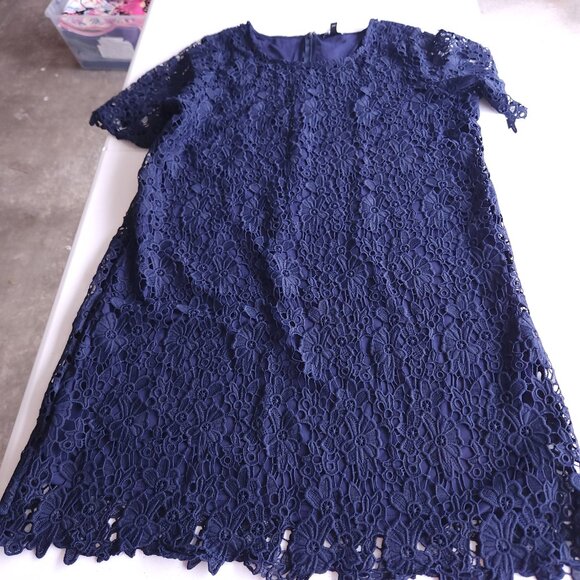 Nina Leonard Navy Blue Lace Dress, Plus size 3X - Picture 16 of 16